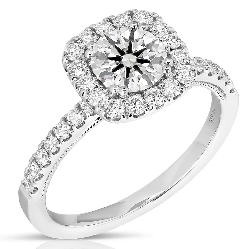 Buy More, Save More On Stunning Jewelry Pieces 1 1/2 Ct Total Weight Cushion Halo Lab Grown Engagement Ring