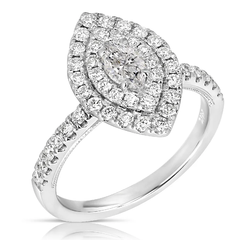 Don't Miss These Dazzling Jewelry Discounts 1 Ct Total Weight Double Halo Marquise Engagement Ring