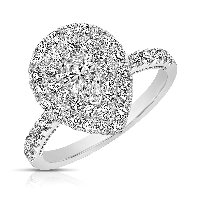 Huge Savings On Premium Jewelry Styles 1 Ct Total Weight Double Halo Pear Shape Engagement Ring