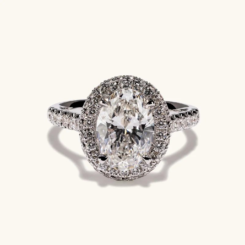 Flash Sale On Stunning Jewelry – Don't Miss Out 2.07 Oval Lab Diamond Engagement Ring with 2D Halo