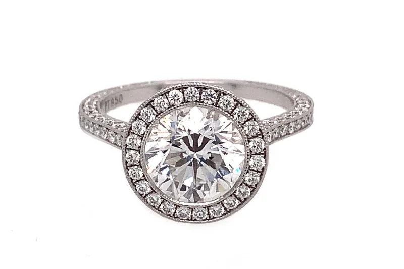 Micro-Pave 2 Carat Round Diamond Engagement Ring