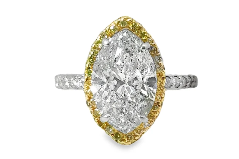 Marquise and Yellow Diamond Engagement Ring