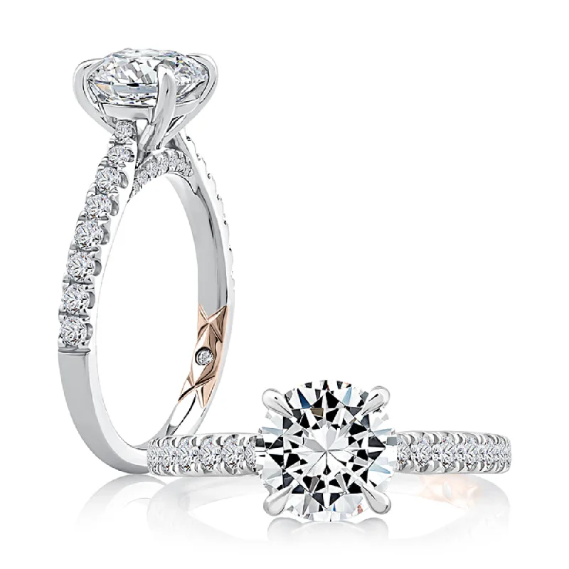 Big Savings On Your Favorite Jewelry Pieces A. Jaffe Round Center Diamond Engagement Ring with Peek-A-Boo Diamonds and Pave Band