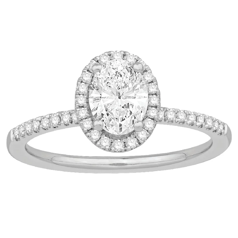 Limited-Time Jewelry Sale – Don't Miss Out On Dazzling Discounts Oval Diamond Halo in 14k White Gold