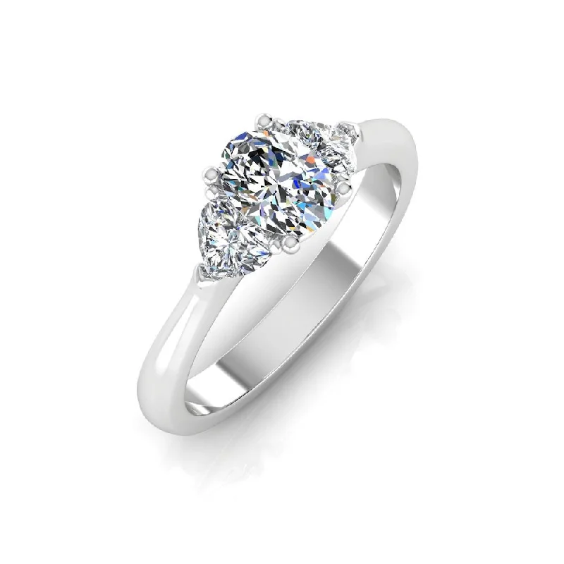 Dazzle In Elegance With Our Biggest Jewelry Sale Heart Crown Three-Stone Oval Moissanite Engagement Ring