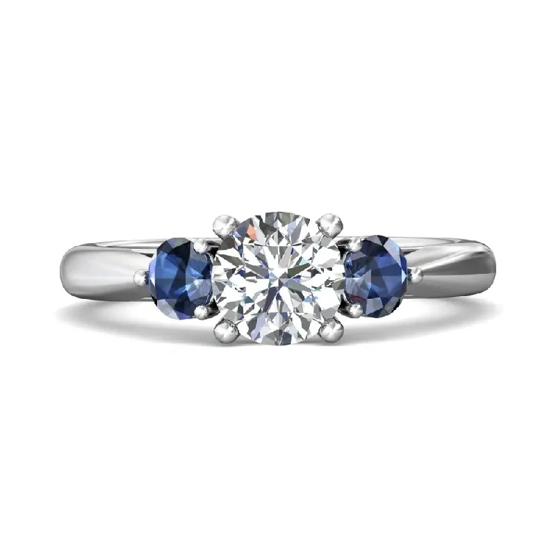 Your Perfect Accessory At The Perfect Price Martin Flyer Round Diamond and Sapphire Engagement Ring