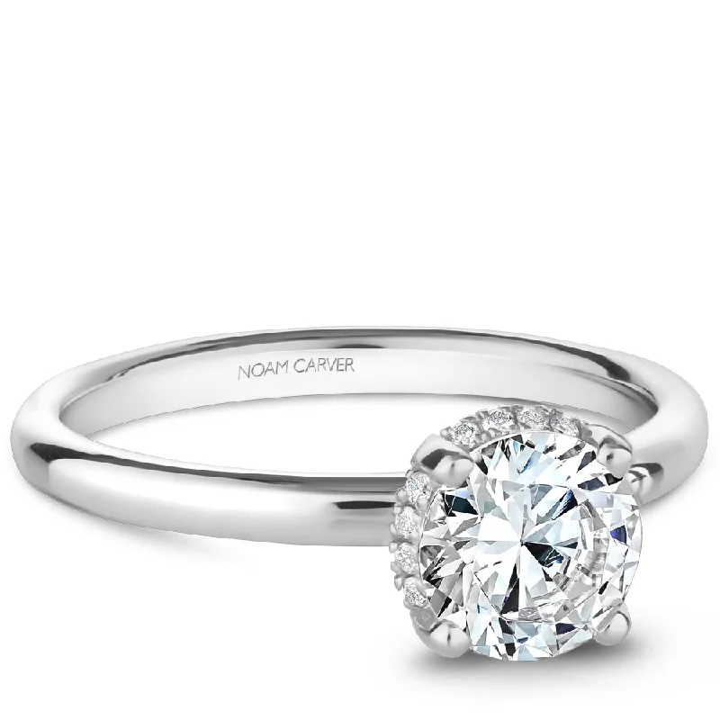 Fashion-Forward Jewelry At Exclusive Discounts Noam Carver Diamond Rollover Halo Solitaire Engagement Ring B263-02A