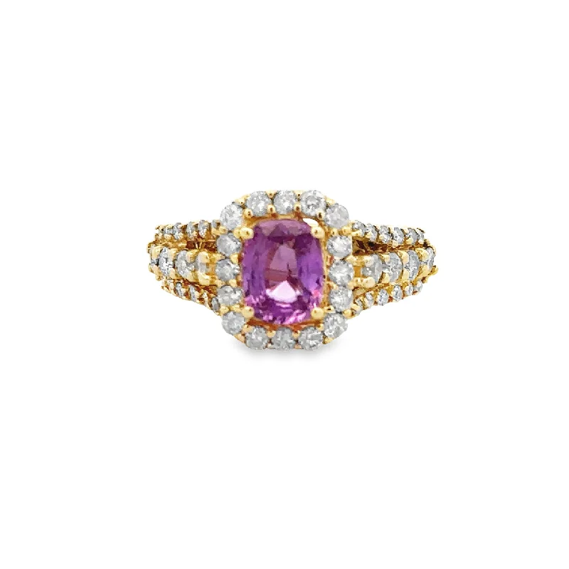 Huge Savings On Timeless Jewelry Collections Pink Sapphire and Diamond Ring in Yellow Gold