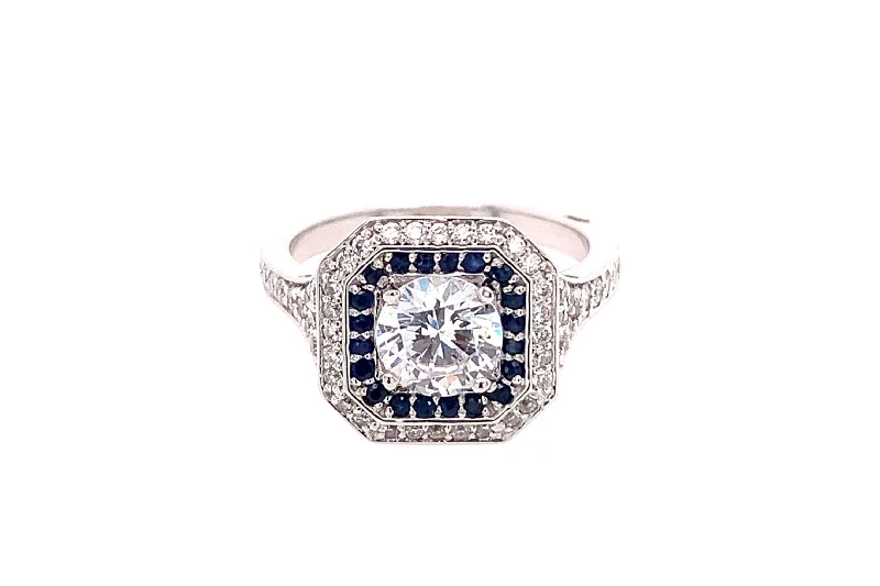 Once-A-Year Jewelry Sale – Grab Your Favorites Now Double Halo Diamond & Sapphire Engagement Ring Semi-Mount