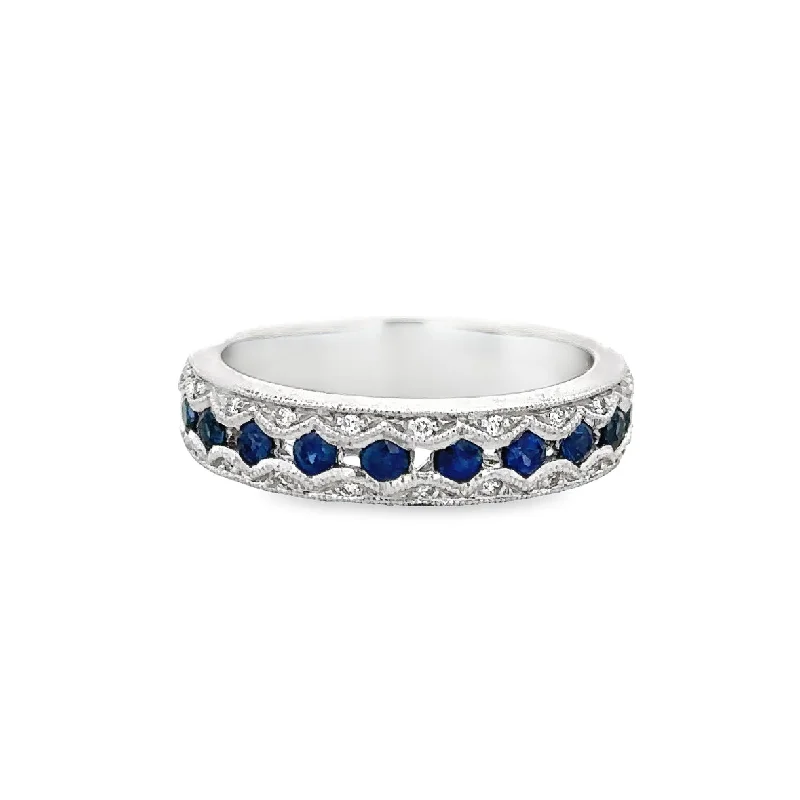 Trending Jewelry Styles Now At Limited-Time Discounts Sapphire and Diamond Band in White Gold