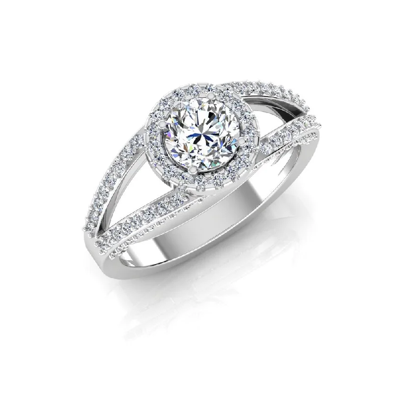 Best Jewelry Sale – Shop Exclusive Designs Now Split Shank Halo Moissanite Engagement Ring