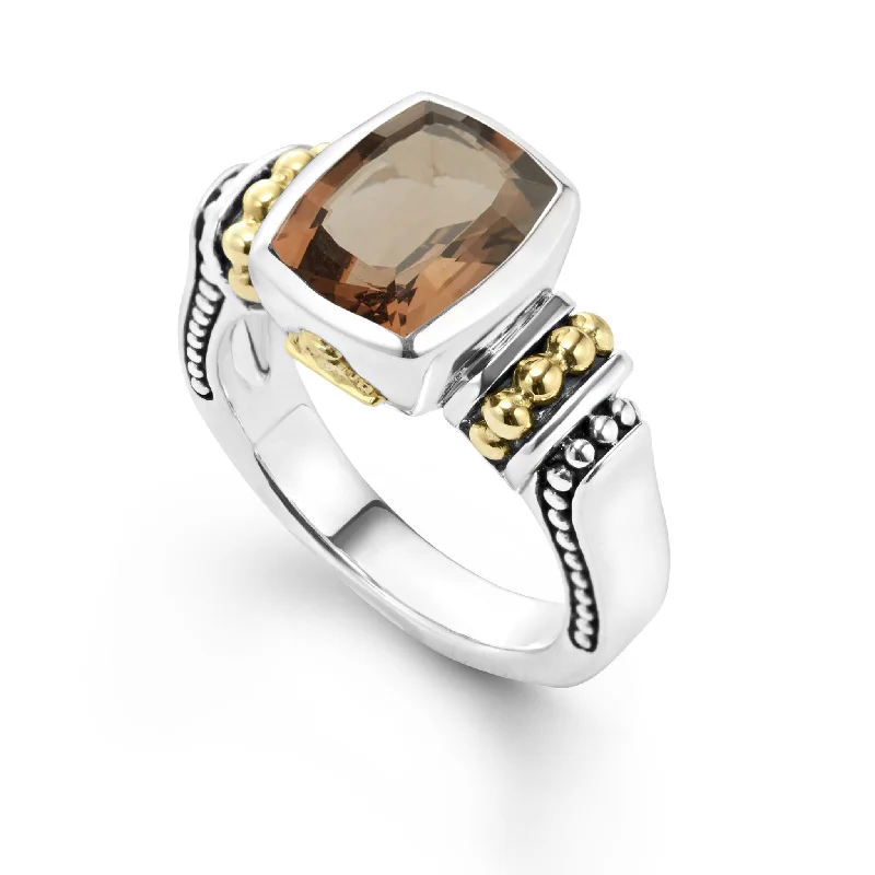 Don't Miss Out On Jaw-Dropping Jewelry Discounts Caviar Color Bezel-Set Smokey Quartz Ring