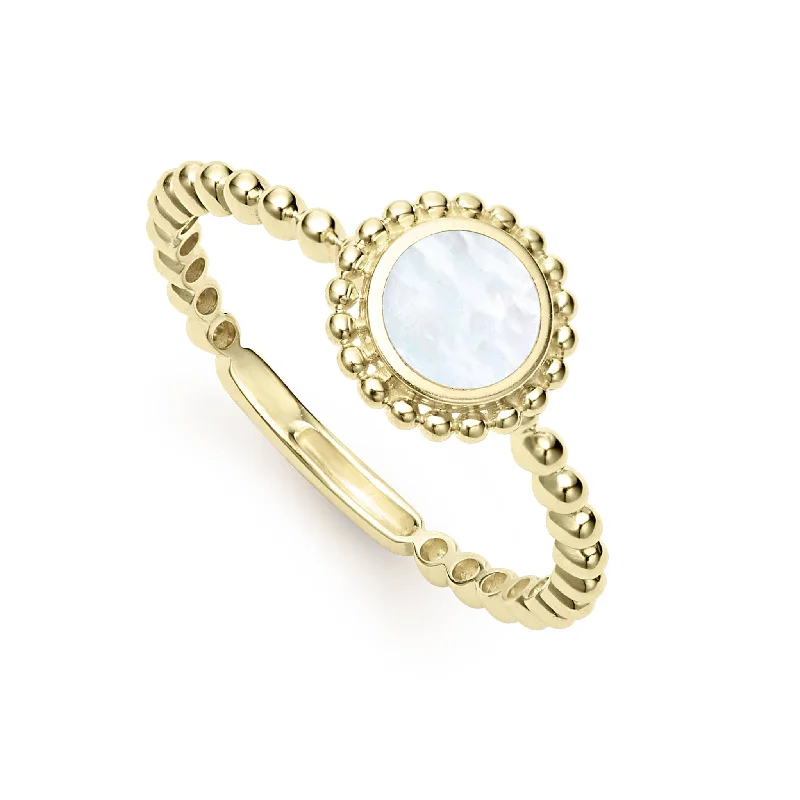 Unique Jewelry For Less – Shop The Sale Now Covet Round Mother of Pearl Stacking Ring