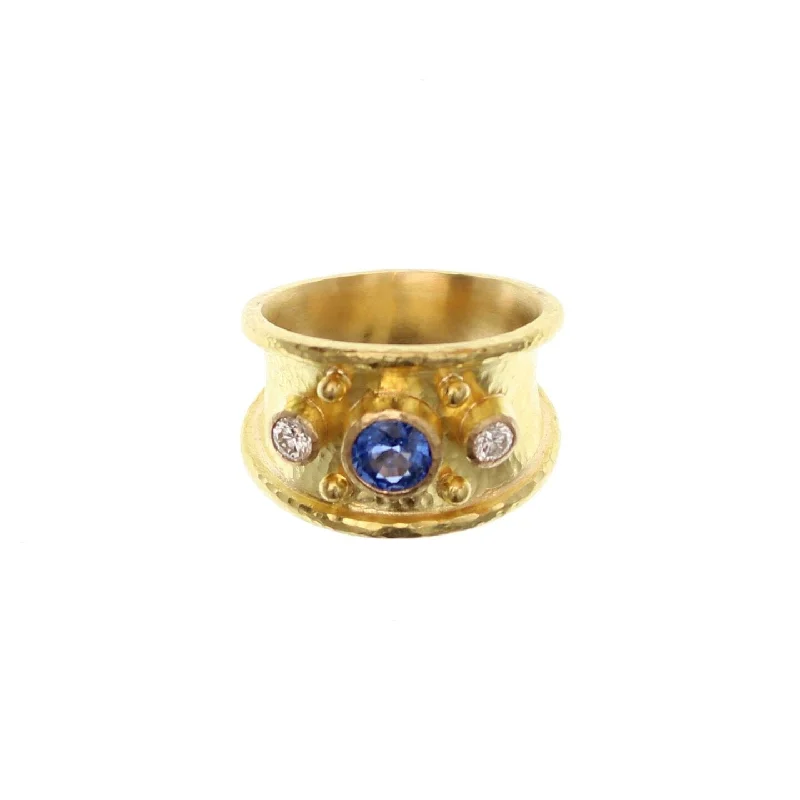 Elizabeth Locke Sapphire & Diamond Tapered Cigar Band