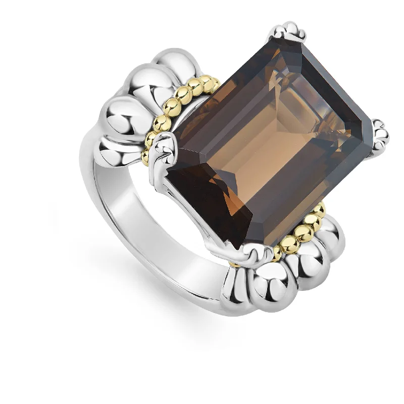 Glacier Large Emerald-Cut Smokey Quartz Ring