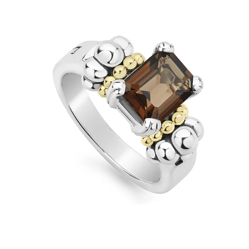 Glacier Small Emerald-Cut Smokey Quartz Ring