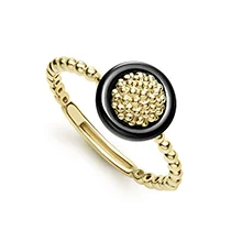 Chic And Stylish Jewelry At Exclusive Prices Meridian 18K Gold Caviar Black Ceramic Ring