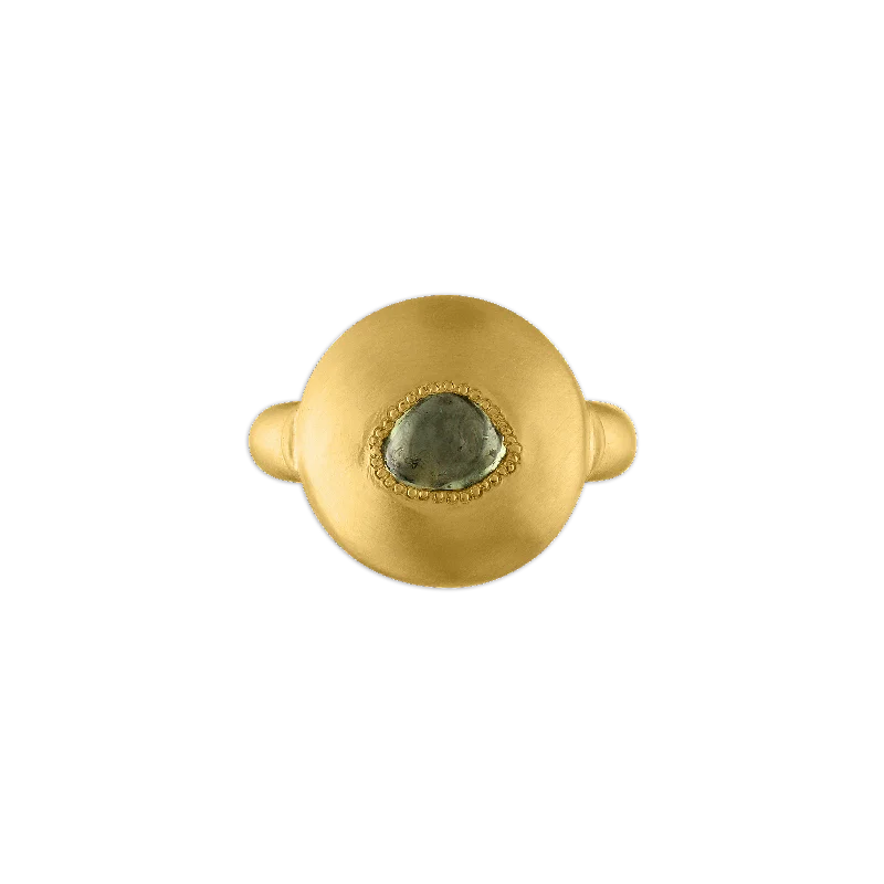 Green Sapphire Bulla Dome Ring