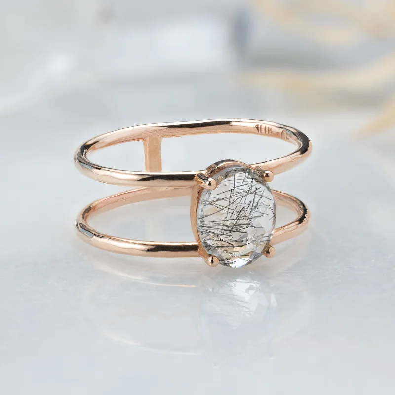 The Tourmaline in Quartz Cage Ring | 10K Rose Gold