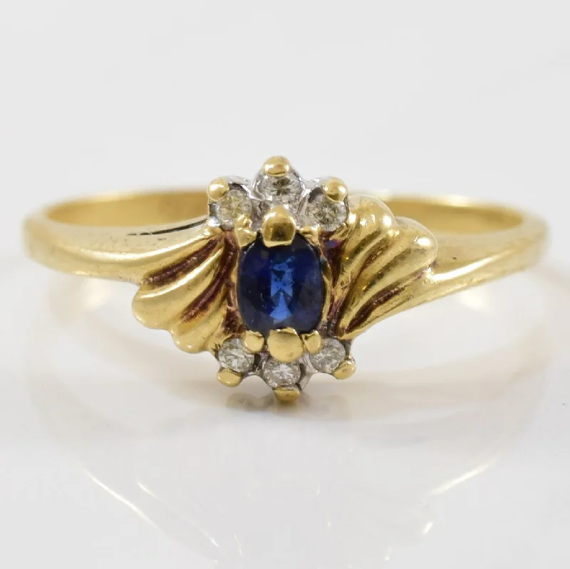 Unique Jewelry Designs Now At Discounted Rates Blue Sapphire & Diamond Bypass Ring | 0.04ctw, 0.20ct | SZ 7 |