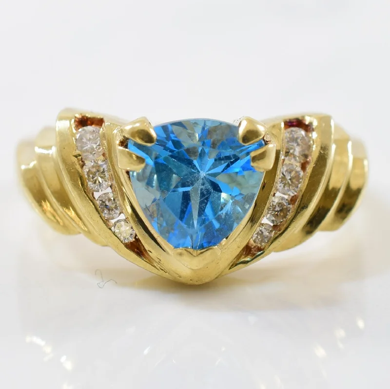 Flash Sale On Exquisite Jewelry – Don't Miss Out Blue Topaz & Diamond Ring | 0.12ctw, 1.35ct | SZ 6.5 |