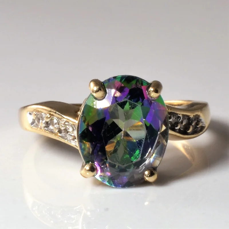 Timeless Jewelry At Special Discount Rates Bypass Mystic Topaz & Diamond Ring | 0.02ctw, 3.50ct | SZ 5 |