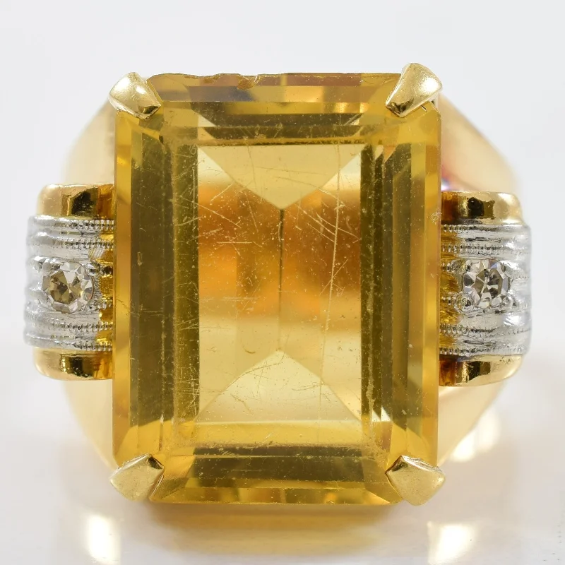 Flash Sale On Elegant Jewelry – Don't Miss Out 1950s Citrine & Diamond Cocktail Ring | 0.05ctw, 10.00ct | SZ 6.75 |