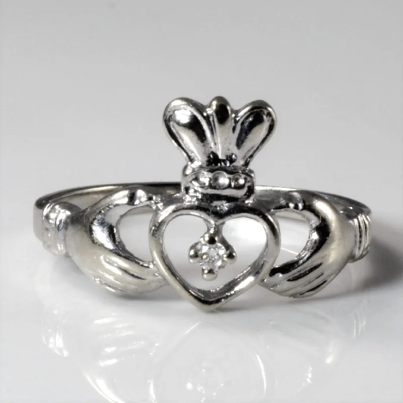 Chic, Trendy, And Affordable Jewelry Sale Diamond Claddagh Ring | 0.01ct | SZ 6.25 |