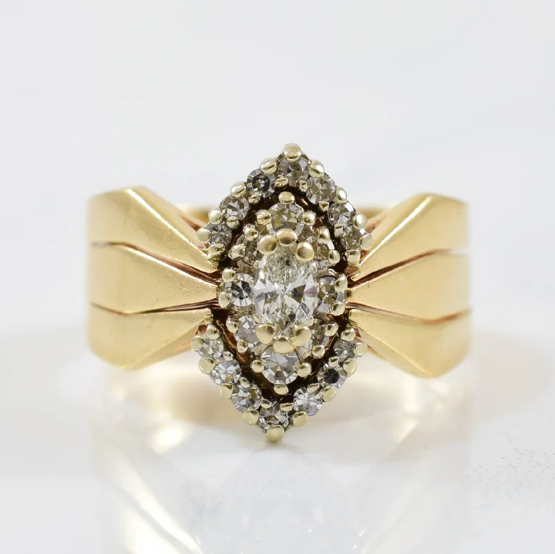 Handcrafted Beauty At Affordable Prices Double Halo Marquise Diamond Ring | 0.36ctw | SZ 6.5 |