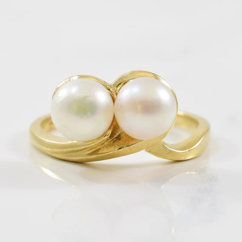 Get Ready To Sparkle – Special Jewelry Discounts Double Pearl Crossover Ring | 3.20ctw | SZ 6 |