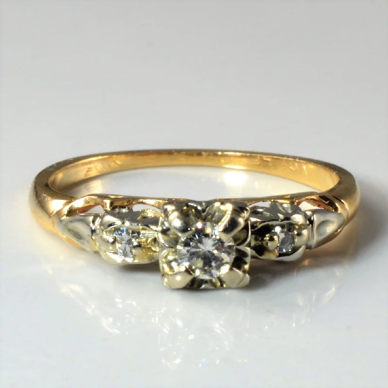 Sparkle On A Budget – Fine Jewelry For Less Retro Three Stone Diamond Ring | 0.14ctw | SZ 7.25 |