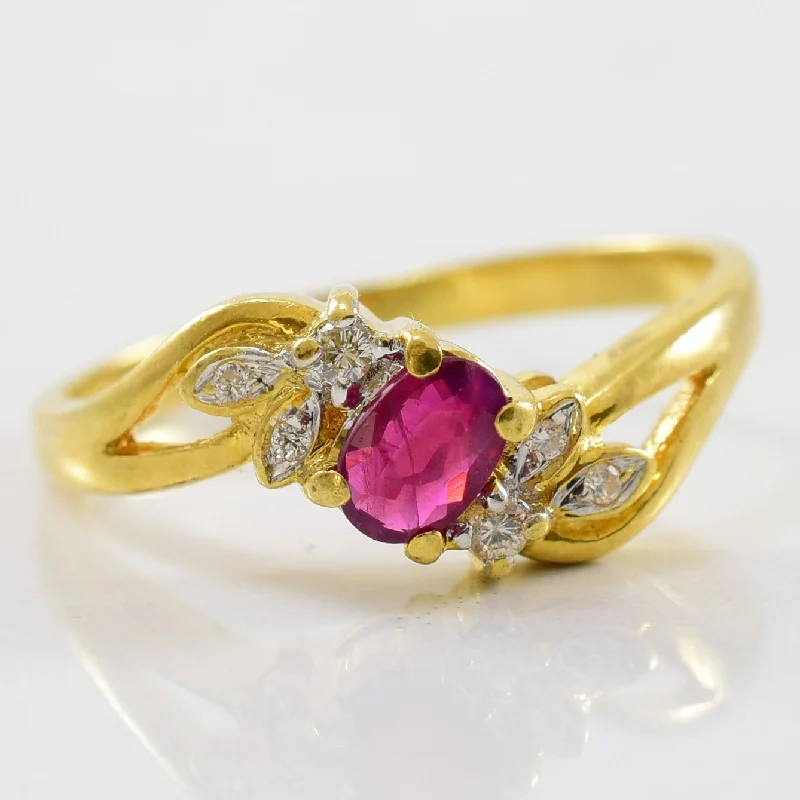 Shop Signature Jewelry Styles At Exclusive Prices Ruby & Diamond Floral Bypass Ring | 0.04ctw, 0.37ct | SZ 6.25 |
