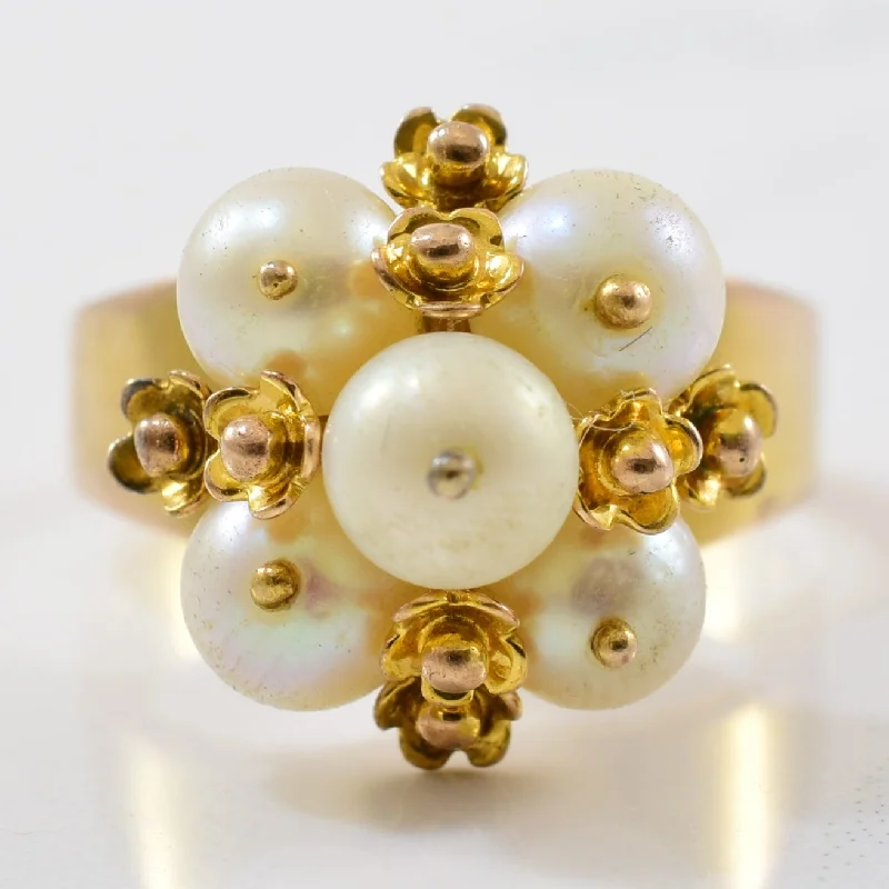 Best-Selling Jewelry Now Available At Special Deals Tall Floral Pearl Ring | 5.75ctw | SZ 6 |