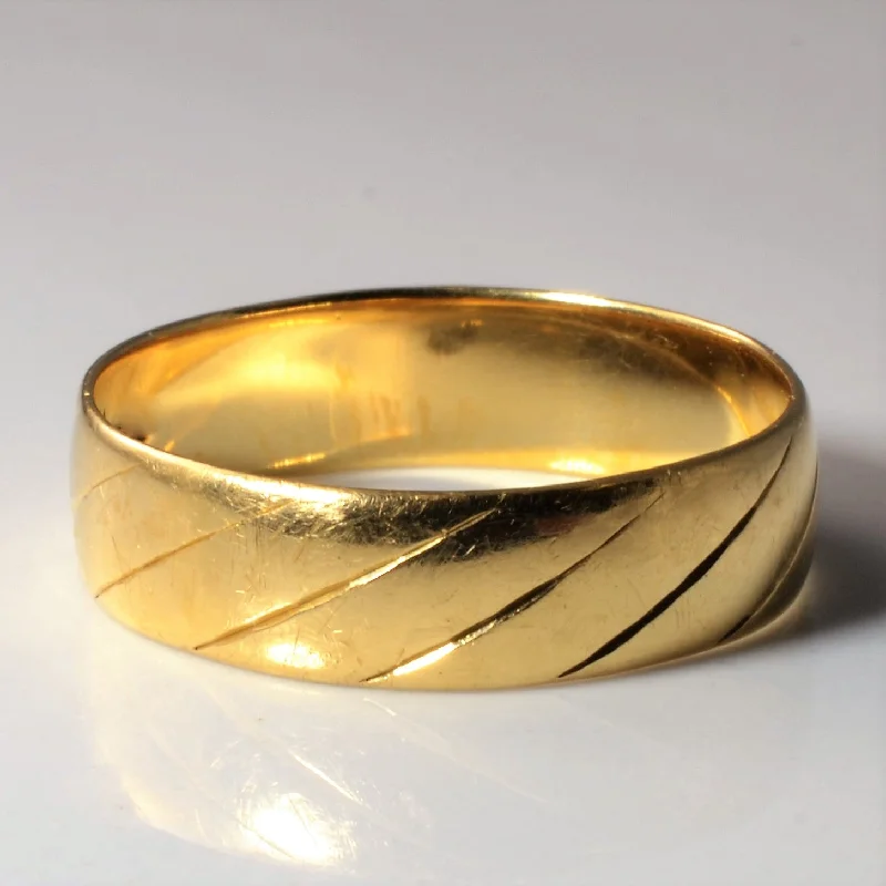 Waterproof Stainless Steel Jewelry For Lasting Beauty Diagonal Patterned Gold Band | SZ 10 |