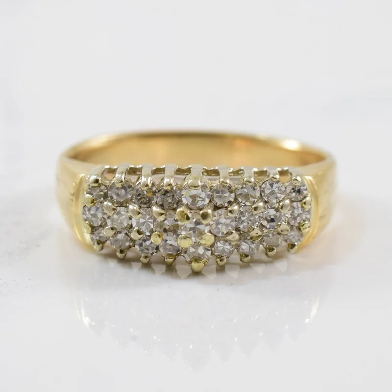 Classic And Modern Jewelry Styles On Sale Three Row Diamond Cluster Ring | 0.35ctw | SZ 7 |