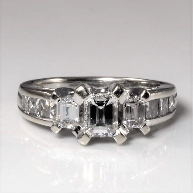 Everyday Jewelry Essentials Now On Sale Three Stone Emerald Cut Diamond Engagement Ring | 2.02ctw | SZ 7 |