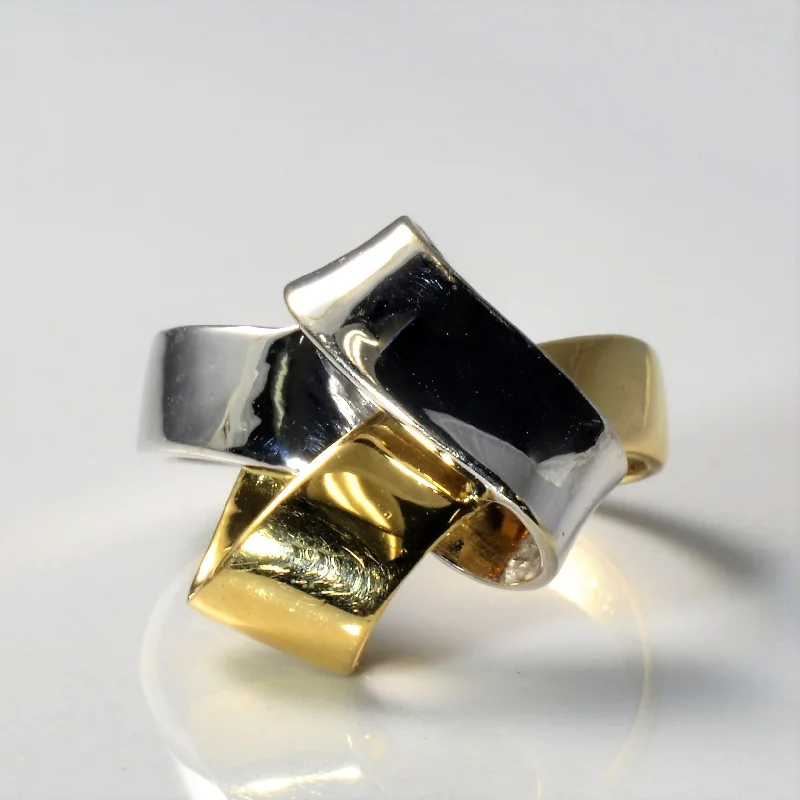 Fashion-Forward Geometric Jewelry For Contemporary Style Two Tone Gold Knot Ring | SZ 8.25 |