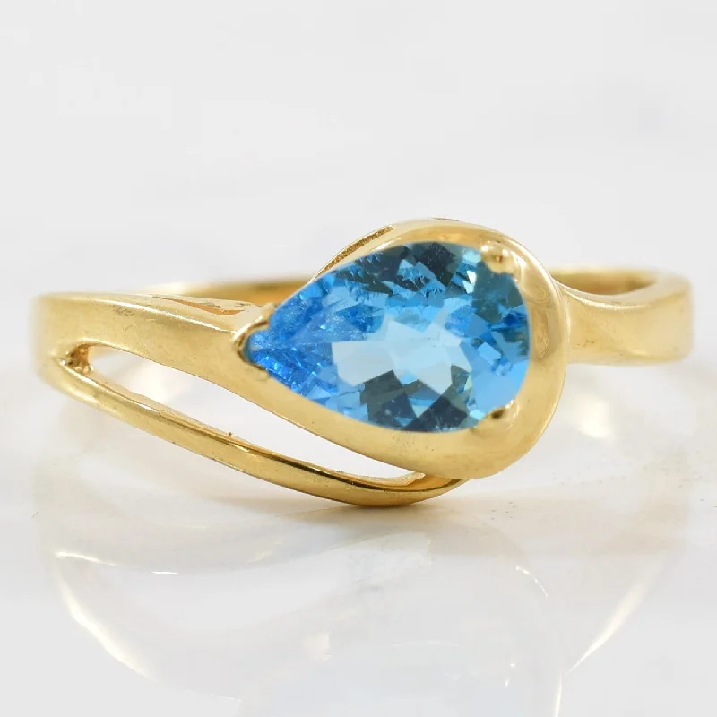 Discounted Jewelry For A Glamorous Look Pear Cut Blue Topaz Bypass Ring | 1.50ct | SZ 10.5 |