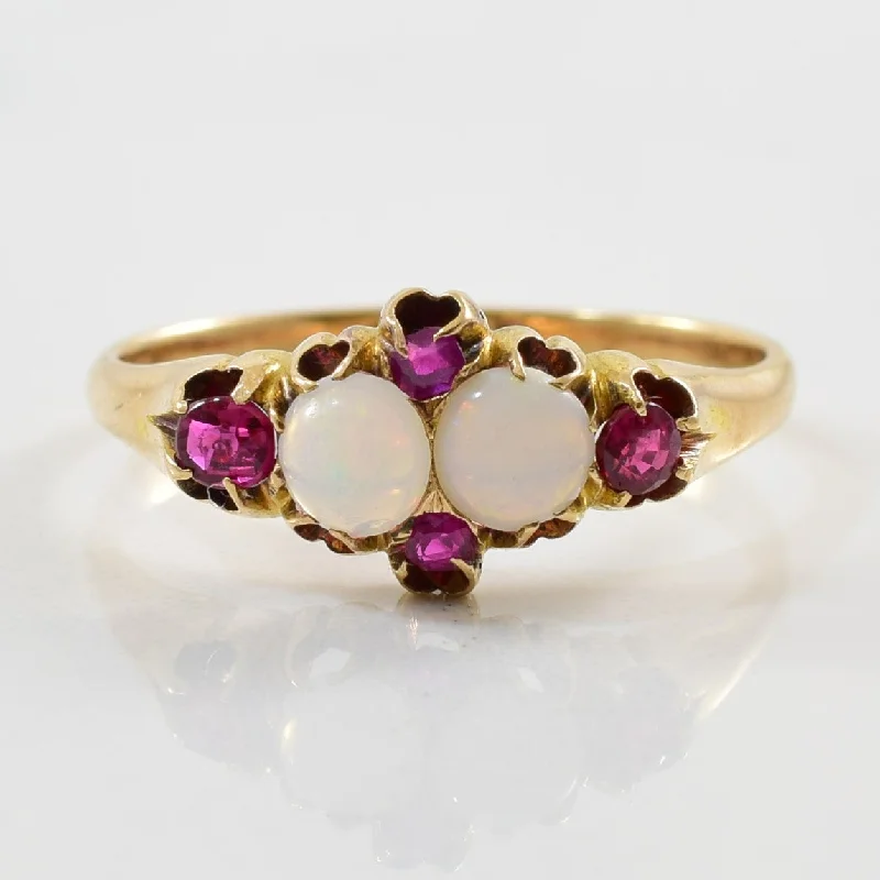 Trending Jewelry Styles Now At Limited-Time Discounts Victorian Opal & Ruby Ring | 0.36ctw, 0.18ct | SZ 6.75 |