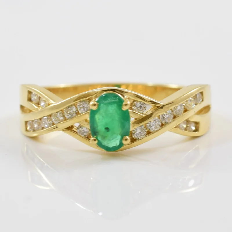 Customized Silver Jewelry For Unique Style Effy' Diamond & Emerald Ring | 0.27ctw, 0.44ct | SZ 7 |