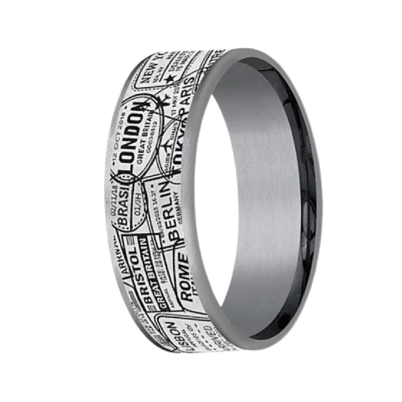 8mm Tantalum Traveler's Passion Embossed Men's Ring