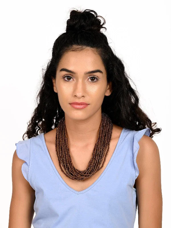 Odette Boho Brown Styled Layered Necklace For Women