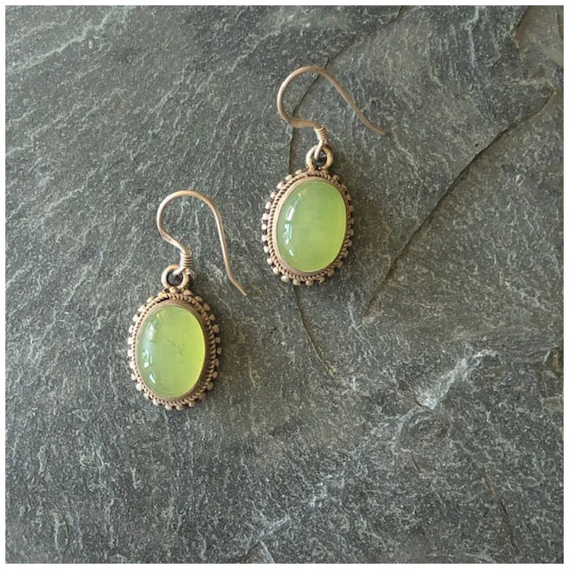 Silver Earrings with Peridot Stones