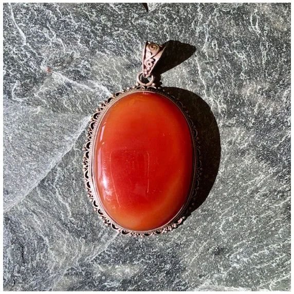 Silver Pendant with Carnelian Stone