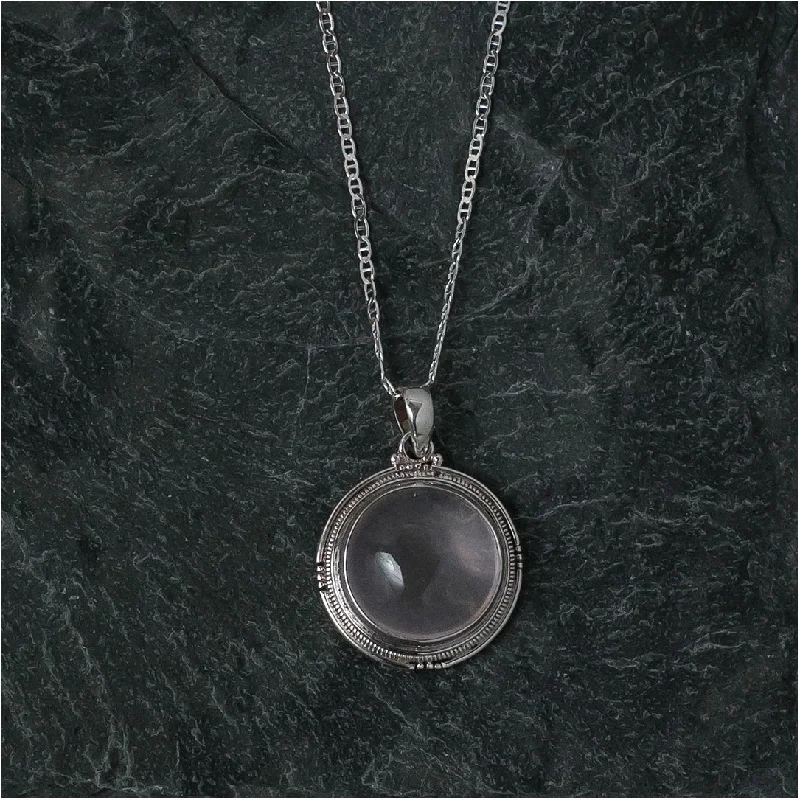 Silver Pendant with Rose Quartz Stone