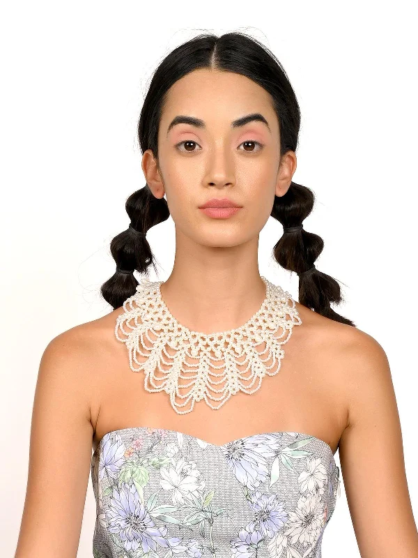 Odette The Pure White Gorgeous Statement Necklace For Women