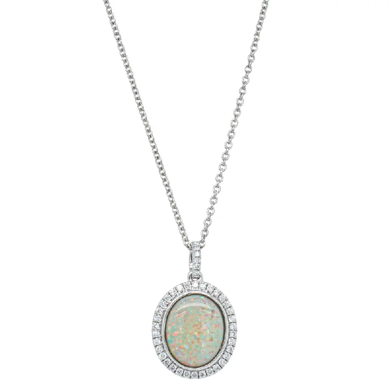 Best-Selling Jewelry Styles Now At Exclusive Discounts 18ct White Gold 2.35ct Opal & Diamond Isla Pendant