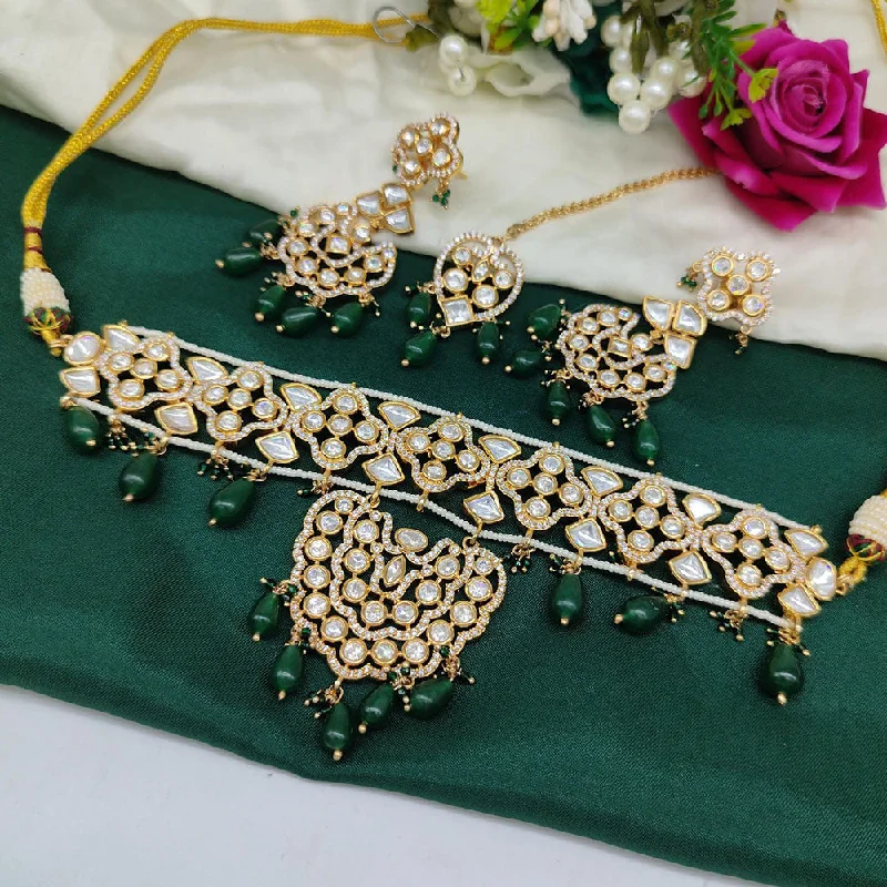 Shop Dazzling Jewelry At The Best Prices Akruti Collection Gold Plated  Polki Kundan And Beads Choker Necklace Set