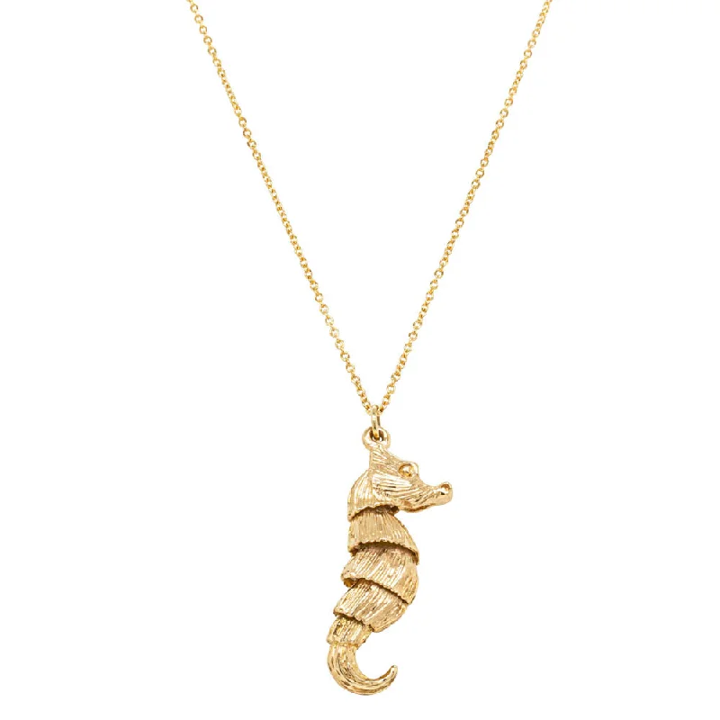 Trendy Minimalist Jewelry For Everyday Wear Deja Vu 9ct Yellow Gold Seahorse Necklace