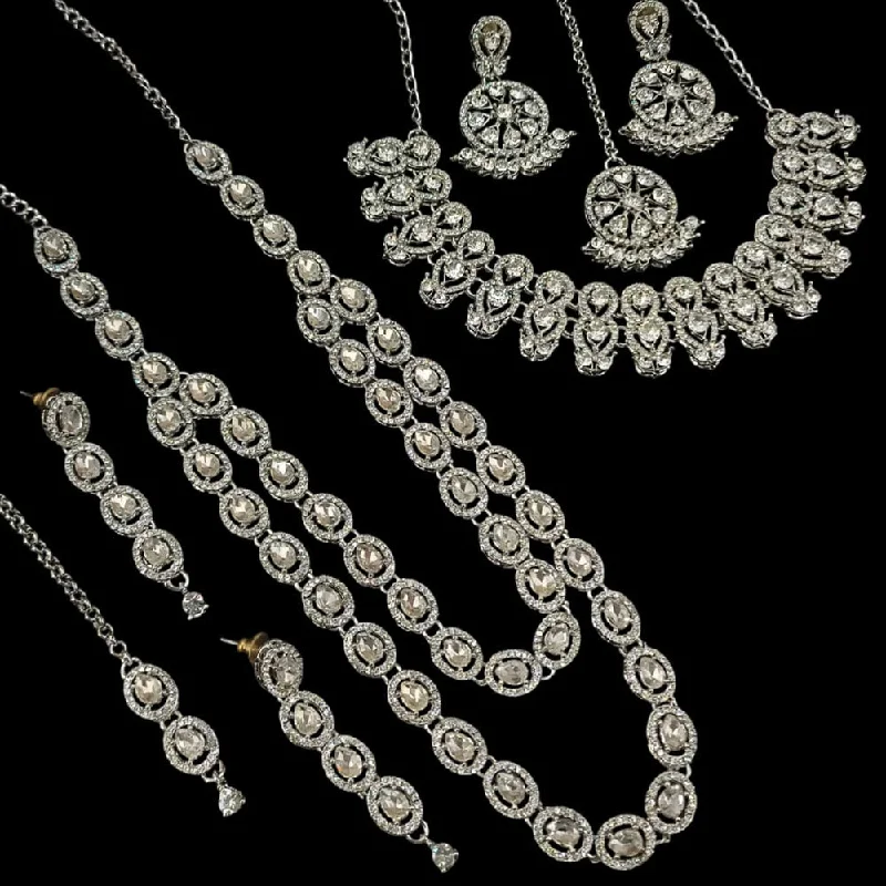 Jewelry Clearance – Final Chance To Save Big Padmawati Bangles Silver Plated Crystal Stone Necklace Combo